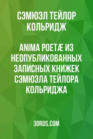 Обложка аудиокниги «Anima Poetæ: Из неопубликованных записных книжек Сэмюэла Тейлора Кольриджа»