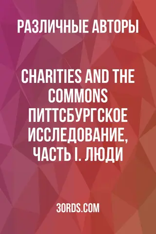 Обложка аудиокниги «Charities and the Commons: Питтсбургское исследование, часть I. Люди»