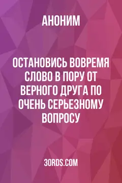 Обложка аудиокниги «Остановись вовремя: Слово в пору от верного друга по очень серьезному вопросу»