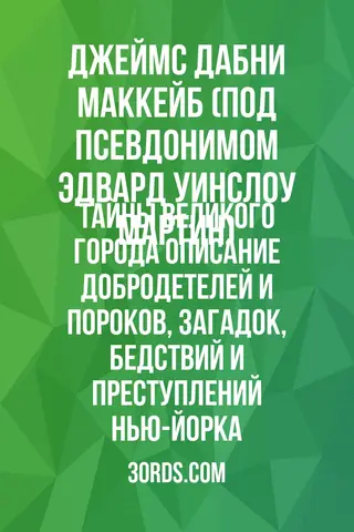 Обложка аудиокниги «Тайны великого города: Описание добродетелей и пороков, загадок, бедствий и преступлений Нью-Йорка»